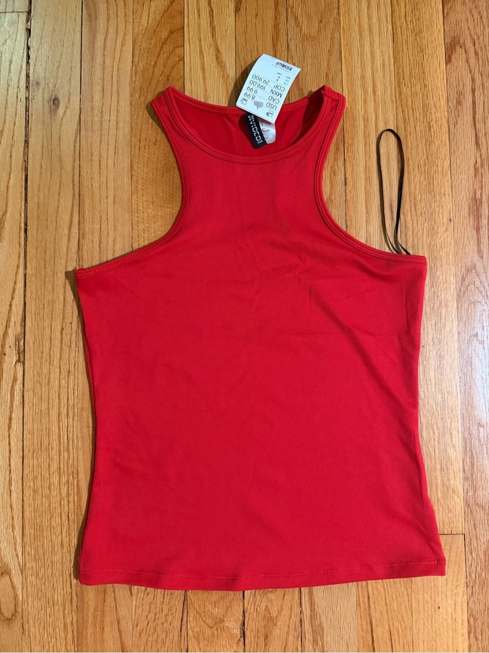 H&M Bright Red Ribbed High-Neck Tank
